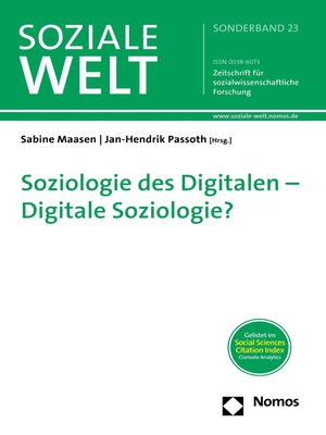 cover image of Soziologie des Digitalen--Digitale Soziologie?